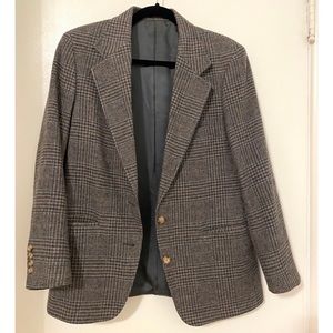 Oversized plaid wool blazer